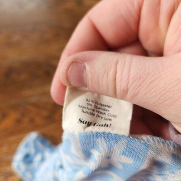 lisa says gah x kjp blue mesh flower checkered top sz Small - Picture 5 of 6